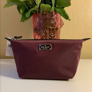 Kate Spade Burgundy Nylon Makeup Pouch